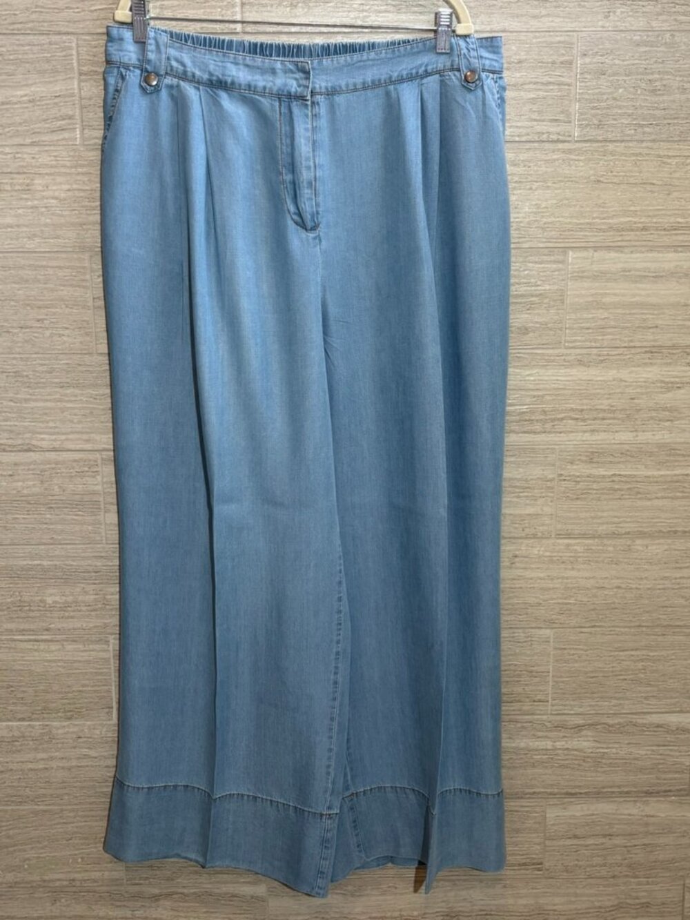 NWT Everyday Skies Are Blue Curvy Tencel Blue Denim Wide Leg Pants Trousers